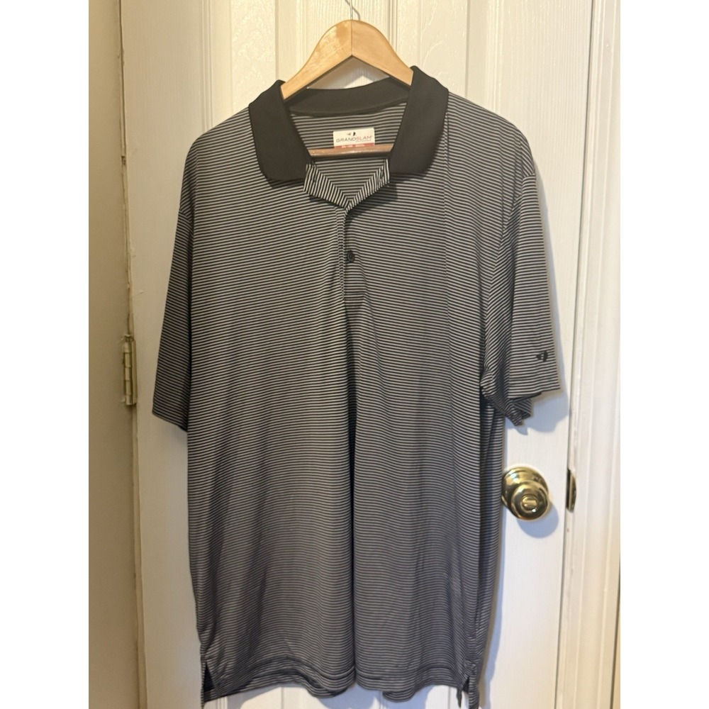 Grand Slam Performance Men's Polo Shirt Size XXL, Ink Blue Heather, Dry Wicking